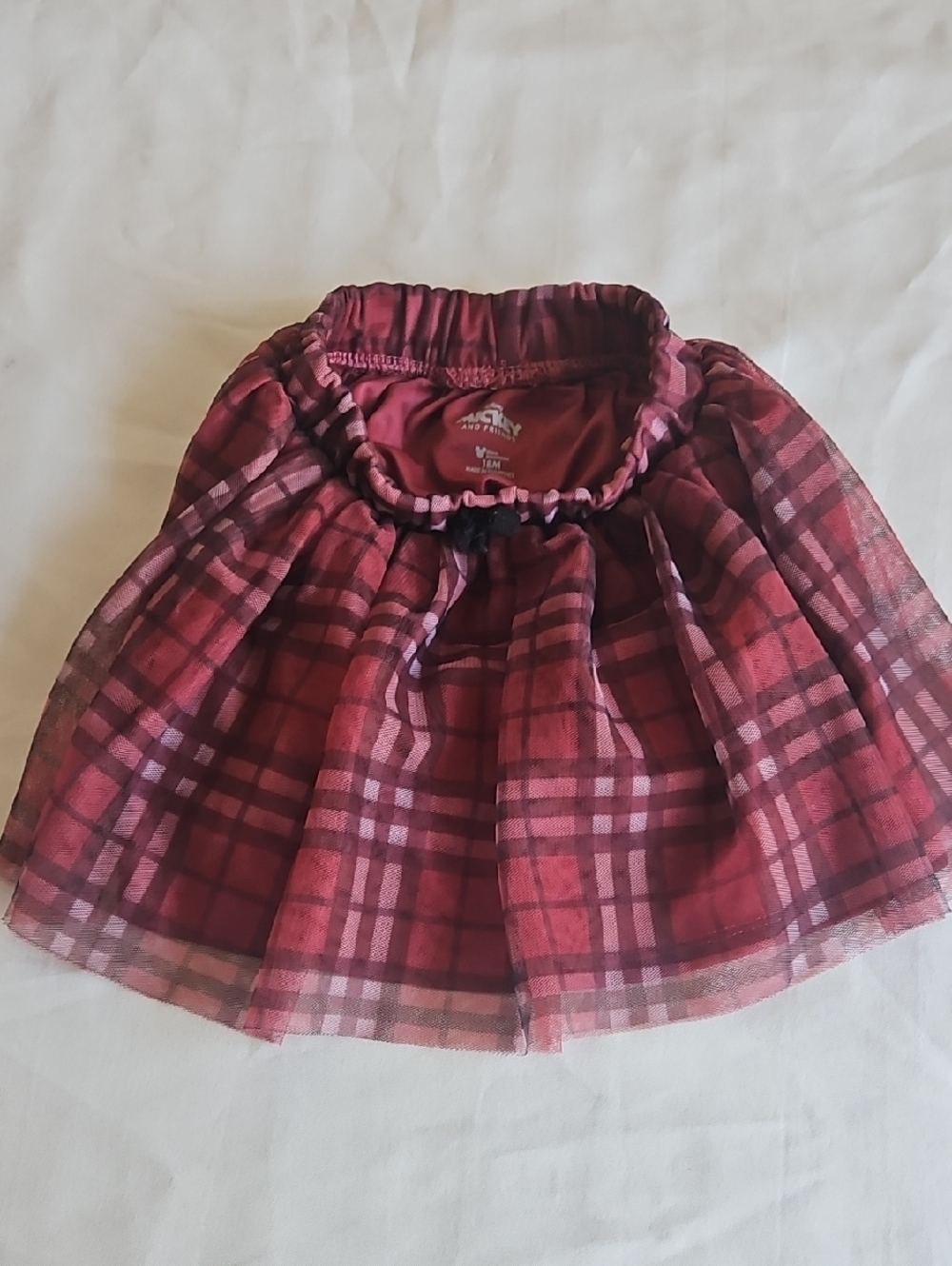 Disney Burgundy Plaid Tulle Skirt